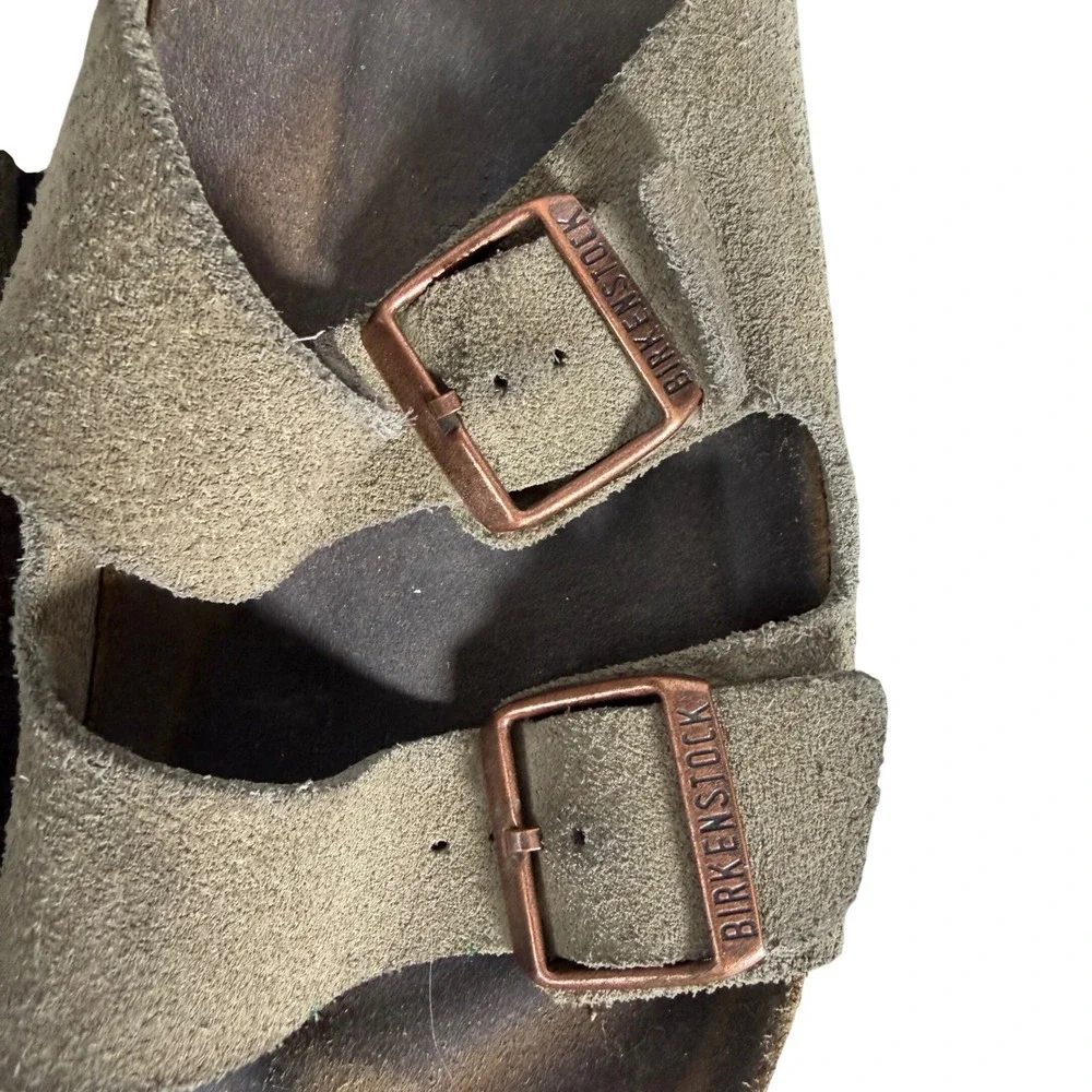 Birkenstock Arizona Sueded Slide Sandals Olive Green Buckle Sz‎ 260/ 7 9-9.5
